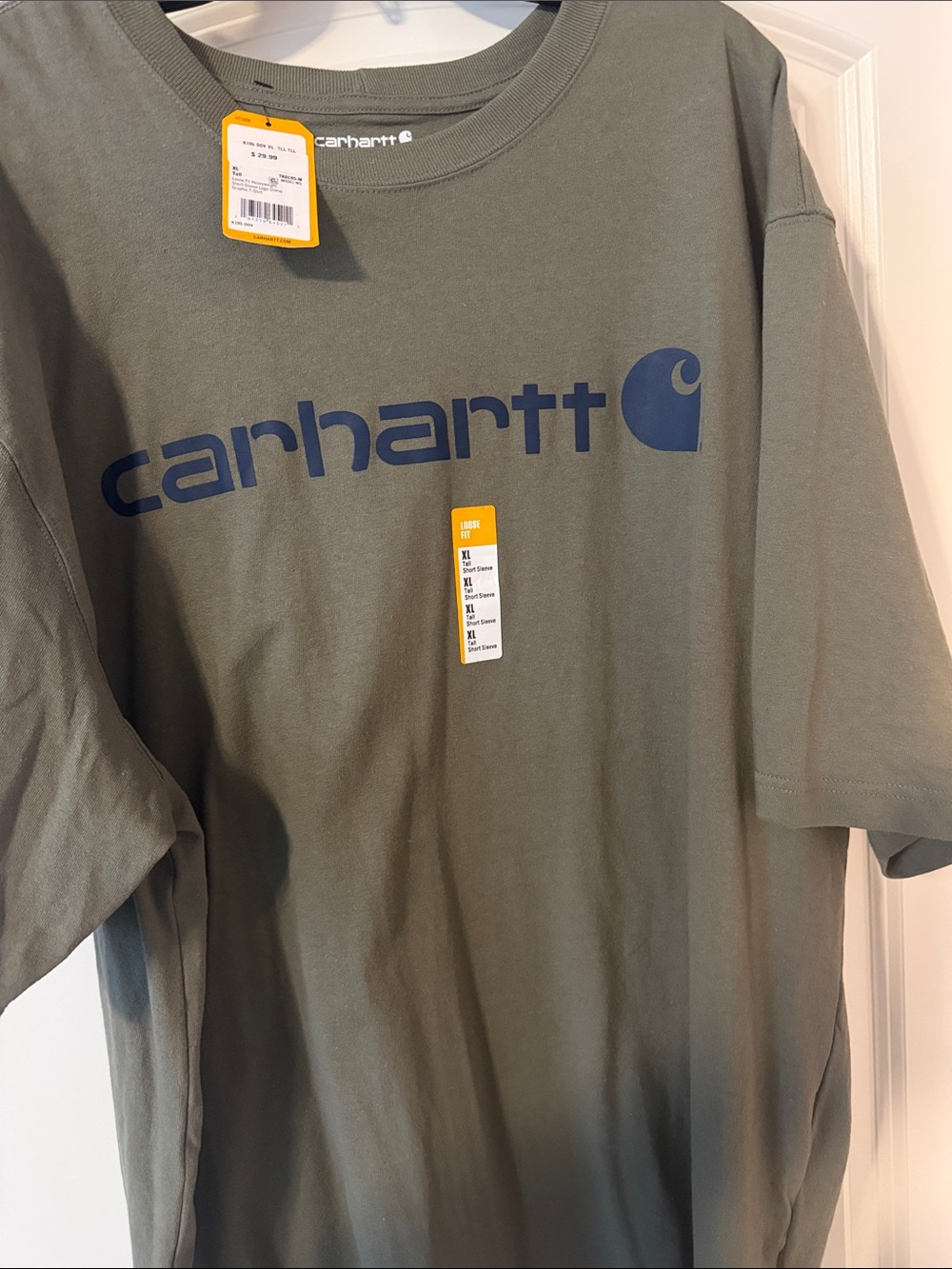 Carhartt Olive Green Men’s Logo Tee with Navy Print